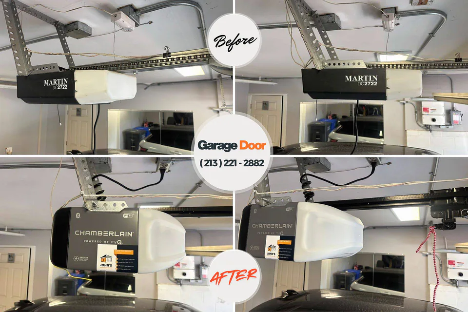 Before and after: garage door repair Crowley, TX